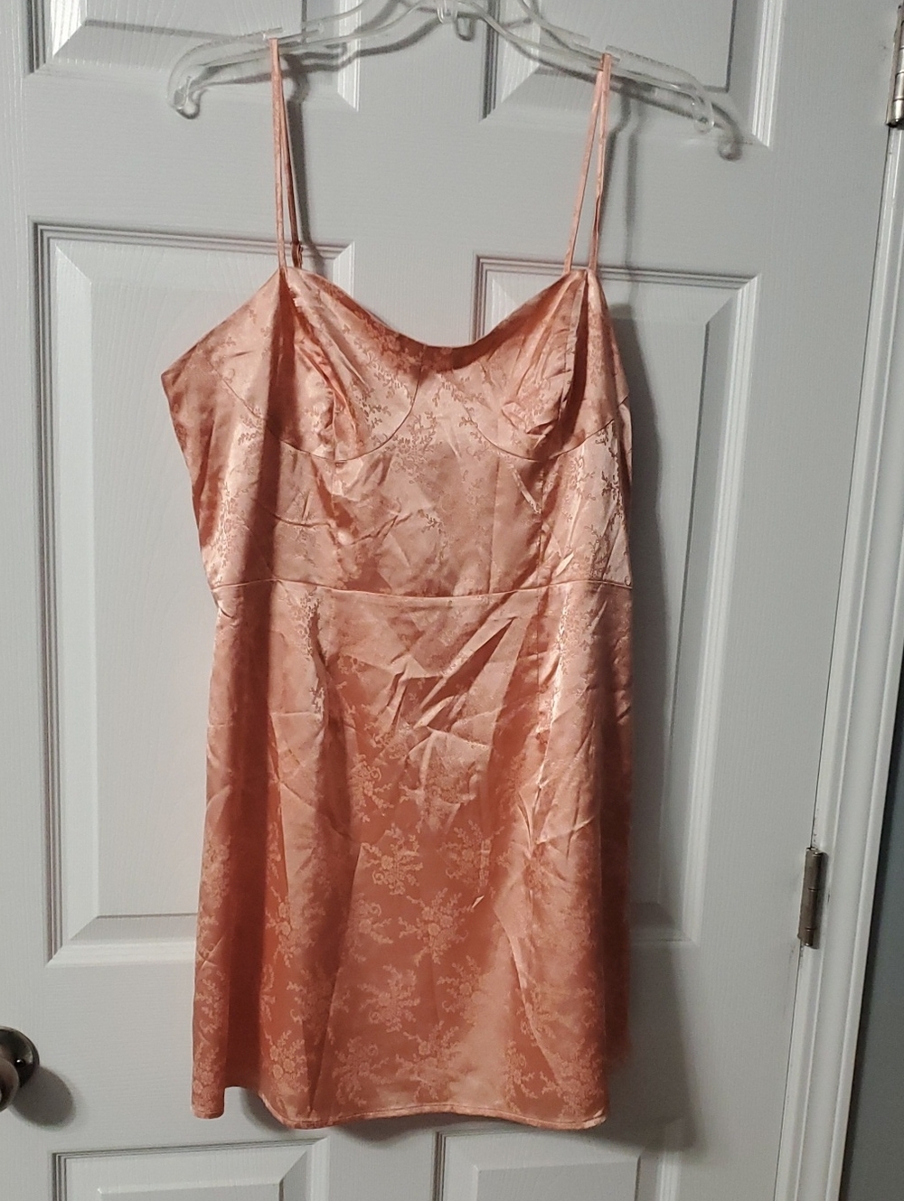bp Peach Satin Jacquard Slip Dress